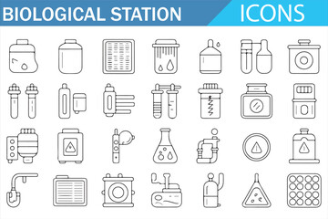 Vector Icons for Laboratory Tools Used in Biological and Environmental Studies