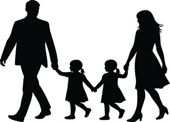 family silhouette  on white background