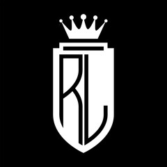 RL Vector logo initials shield with royal crown minimalist, elegant style