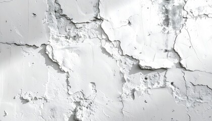 Fototapeta premium Close-up of cracked white surface, texture of peeling plaster