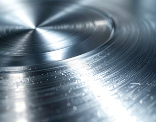 Close-up of metallic surface with concentric circular patterns and shine