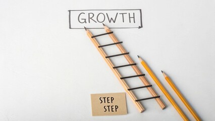 Creative Illustration of Growth Concept with Ladder and Pencils