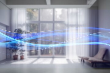 Waves of fresh clean aroma air in apartment room