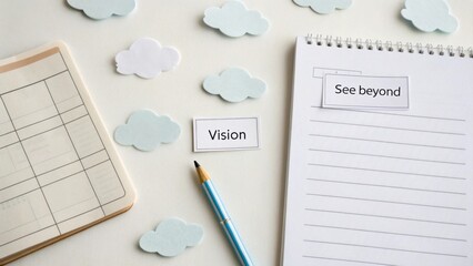 Inspiration for Growth with Clouds and Notepad for Creative Ideas