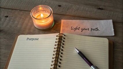 Inspiring Workspace with Candle, Notepad, and Encouraging Message