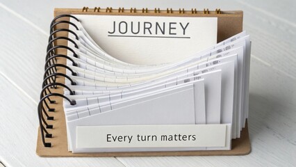 Journey Sign With Blank Cards Emphasizing Every Turn Matters