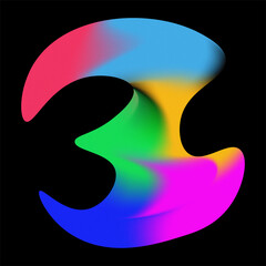 Abstract Colorful Gradient Shape on Black Background Modern Art Illustration