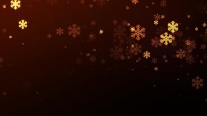 Golden glitter trail with glowing snowflakes moving in soft shimmering motion on a dark background for New Year celebration, Christmas, event party design. 4K loop animation. - Powered by Adobe