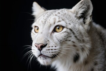 Obraz premium Majestic Snow Leopard Close-up Black Background