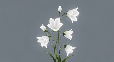 Delicate White Bellflowers Blooming in Spring