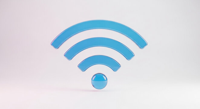 Blue wifi symbol wireless internet connection network signal technology icon