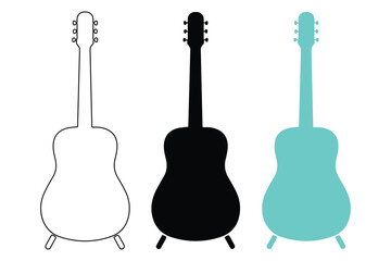 Naklejka premium Electric and acoustic guitar set isolated on white background vector illustration