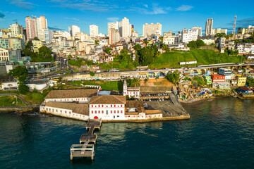 Aerial View of Museum of Modern Art in Colonial Architecture and Salvador Cityscape