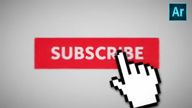 sleek white mouse cursor clicks luminous thumbs-up, subscribe, and vibrating bell buttons on a pure black background with adobe stock logo, high-definition ui video. concept of digital interaction