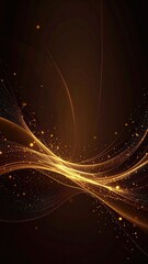 Obraz premium Abstract golden swirls on dark background with sparkling elements