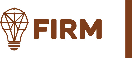 FIRM Text with Light Bulb Symbol | Business Identity and Branding Logo for Company Presentation, Web Design and Corporate Marketing