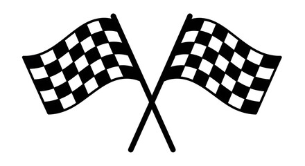 Fototapeta premium Two crossed checkered racing flags symbolizing victory and competition isolated on white background