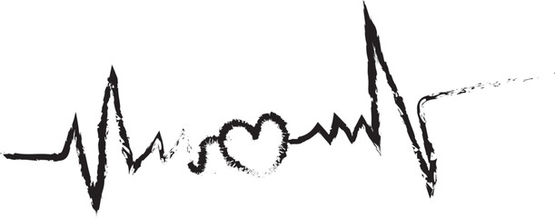 Obraz premium Beautiful Hand-Drawn Black Heart Drawn Line Art Background