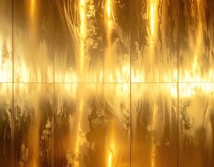 Gleaming gold surface, with vertical textured panels and light reflections