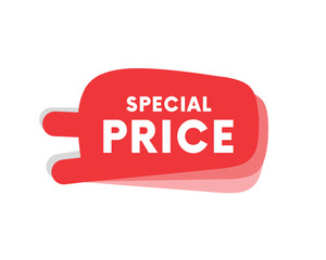 Special price banner, text colorful eps vector editable red rippon. Business, ad design. Web element speech.