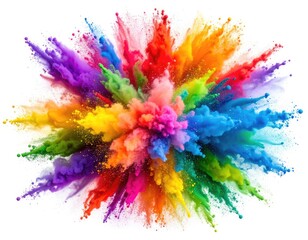 Explosion of vibrant, multi-colored powder in a dynamic, artistic display