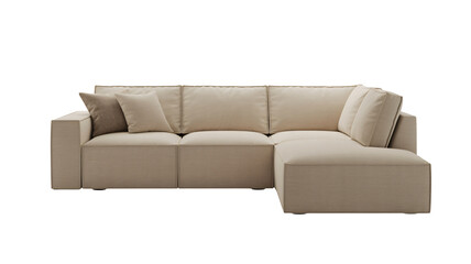 Naklejka premium Modern sectional sofa with neutral tones offers ultimate comfort, perfect for stylish living rooms and inviting family spaces, enhancing home design.