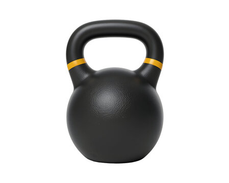 A solitary cast iron kettlebell on display for strength training and fitness marketing