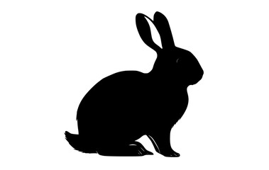 a black silhouette of a rabbit on a plain transparent backgroundanimal, black, profile, rabbit, sit 