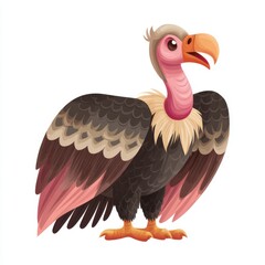Obraz premium Vibrant Illustration of a Majestic Vulture with Detailed Feathers and Pink Neck.