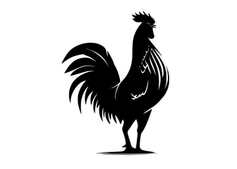 a black silhouette of a rooster standing on a transparent backgroundblack, cock, illustration, profile, stand, symbol 