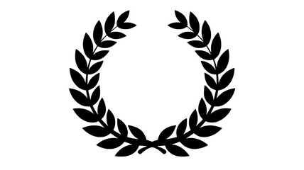 Obraz premium a black and white icon of a laurel wreathblack, brand, horseshoe, icon, illustration, logo, symbol, wreath 
