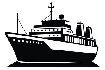 Obraz premium Black and White Illustration of a Cruise Ship with Two Stacks Silhouette