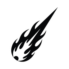 Illustration of a black comet with a tail of flames © MaynaSukla