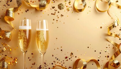Celebratory toast with champagne glasses luxurious setting event decoration festive atmosphere close-up view celebration concept