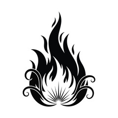 Dramatic flame with decorative swirls design