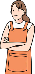 illustration of female barista crossed arms pose