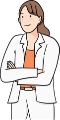 illustration of female business in orange suit crossed arms pose