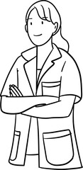 outline drawing of female doctor crossed arms pose