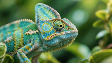 Veiled Chameleon Vibrant Scales Close-Up