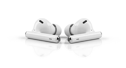 Sleek pair of modern white wireless in-ear audio devices showcasing advanced portable sound technology for personal listening experiences