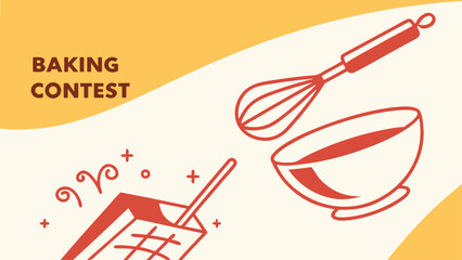 Join the Baking Contest! Whip up excitement with this delightful design featuring a whisk, bowl, and mixer, perfect for culinary events and promotions