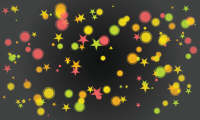 Colorful Stars and Moon on Dark Grey Background for Children Illustration