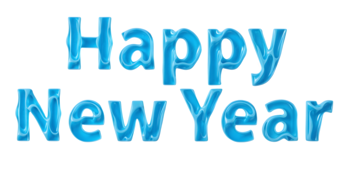 Happy new year text isolated on transparent background - Powered by Adobe