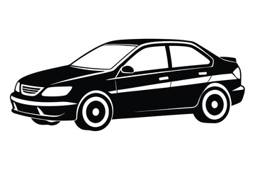 Obraz premium Simple Black Sedan Car Vector Image, Side View Illustration, Vehicle Graphic Design