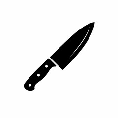 Minimalist Black and White Chef Knife Kitchen Utensil Silhouette Illustration