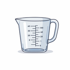Realistic Handdrawn Clear Measuring Cup Kitchenware Tool Illustration