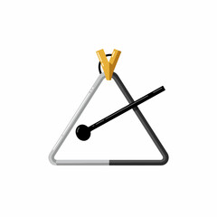 Minimalist Realistic Triangle Musical Instrument with Striker and Hanger Illustration