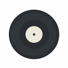 Flat Illustration of a Black Vinyl Record Music Disc Design