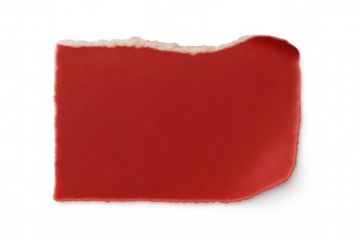 Red torn paper piece with ripped edge texture, isolated with transparent background, providing copy space