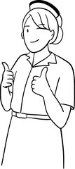 outline drawing of female nurse giving thumbs up gesture